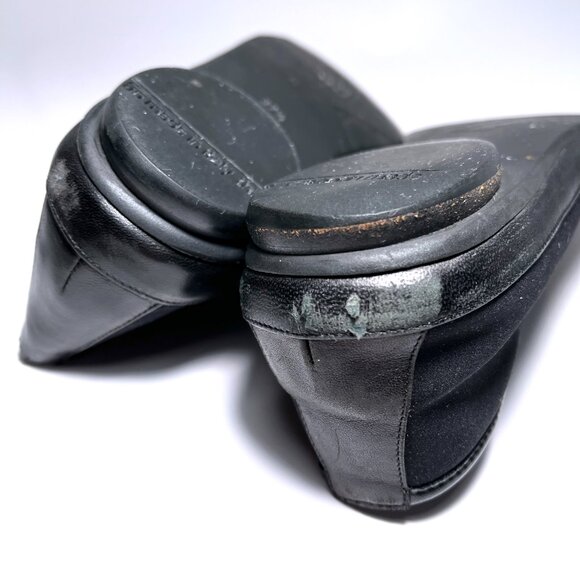 Thierry Rabotin Made in Italy Slip On Flats in Black Stretch Fabric Leather - Picture 9 of 10